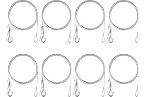 Hwtcjx 8 PCS Picture Hanging Wire Rope, Picture Hanging Chain, Mirror Chain, Stainless Steel Wire Rope, Cable Suspension Kit, Hold Up to 20kg, for LED Panel Lights, Heavy-Duty Lighting (1.5mmx1m)