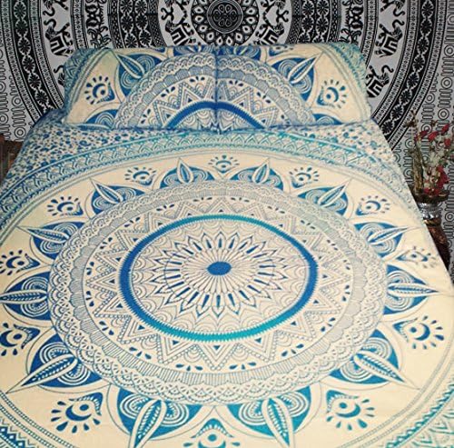 Ombre Mandala with Pillow Tapestries Blue Tapestry Wall Hanging Bohemian Tapestries Beach Throw Hippie Wall Decor Indian Tapestry