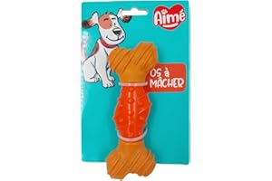 Aimé - Jouet Chien Bambone - Os à Macher pour Chien en Caoutchouc - Jouet à Saveur Appétente - Contribue à la Santé Bucco-Dentaire - pour des Gencives Saines - Résistance Soft -15 CM