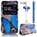 Produktbild Flip Cover Handytasche A5 2016,Sunroyal Flip Folio Hülle Smart Style Smart Touch S View Window Case Matt Bunt Hart Haut PC Back Cover Case Bumper für Samsung Galaxy A5 (2016) A510F + 1x Universal Schleife Kristall DIAMANT Bling Glitter Crystal Rhinestone Strass Anhänger Anti Staub Schutz Stecker Stöpsel + 1x Metall Stift Touch Pen, Blue Blau Butterfly Schmetterling Muster Druck
