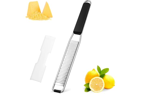 Diboniur Râpe Fromage, Zesteur pour Agrumes Parmesan Gingembre Chocolat, Râpe Alimentaire en Acier Inoxydable, avec Couvercle de Protection et Brosse de Nettoyage, Argenté