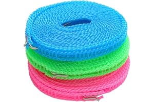 Tadipri Wäscheleine, 3 Stücke 3M rutschfeste Wäscheleine Camping Zubehör Outdoor Wäscheleinen Für Garten, Reise, Urlaub, Wohnmobil Oder Wohnwagen Grün/Blau/Pink