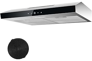 TOPSTRONG Cappa aspirante 60 cm, cappa sottopiano 60 cm, aria circolante/di scarico, cappa aspirante con filtro a carboni attivi CF-K, 201 m³/h, cappa aspirante in acciaio inox, controllo soft touch a 3 stadi e