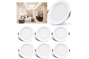 OUILA Spot LED Encastrable Lot de 6, 5W 500Lumen Equivalent 50W Incandescence, 4000K Blanc Spot Led Extra Plat Pour Salle de Bain Cuisine Salon Couloir