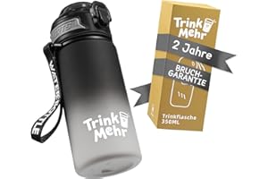 ROISDIYI Trinkflasche Kinder Auslaufsicher 350 ml, BPA-Frei Wasserflasche mit Fruchteinsatz, Trinkflasche, Kindertrinkflasche Perfekt für Schule, Kindergarten, Sport (Schwarz/Grau)