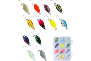 SVOCK 12 szt. Łyżka pstrąg, sztuczna przynęta pstrąg zestaw 2,5 g 3,5 g 5 g, akcesoria wędkarskie do łowienia pstrągów, metalowe przynęty zestaw łyżek wędkarskich pstrąg jezioro