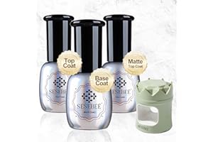 SESEBEE 15ml Gel Top Coat and Base Coat Set, No Wipe Top Coat Base Coat Soak Off Set LED Lamp Dry Clear Shine Gloss Mirror Long Lasting Nail Art Gel Polish Resin Tested Formul (Base & Matt Top Coat & Lamp)