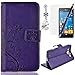Price comparison product image HB-Int 4 in 1 PU Leather Flip Book Style Cover Protective Case for Microsoft Lumia 950 Card Slots Wallet Purple Stand Function Shell Flower Print Bumper Magnetic Closure Pocket Full Body Pouch Folio Holster Soft Silicone Back Case Accessories Screen Protector + Dust Plug + Stylus Pen