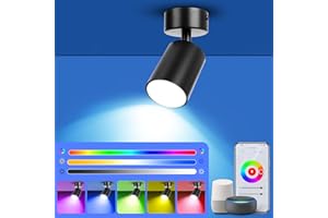 KingMile LED Deckenstrahler Schwenkbar, Smart LED Deckenlampe, Deckenleuchte Dimmbar, 16 Millionen Farben, Steuerbar via App Kompatibel mit Alexa/Google Assistant (Inklusive 5W GU10 LED alexa lampe)