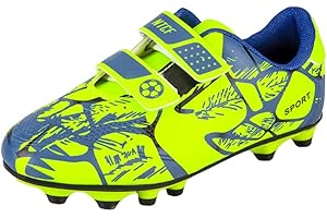Mateju Chaussures de Football Enfant Crampons Garçon Homme Velcro Chaussure de Foot Spike Chaussures de Sport résistants à l'usure pour Extérieur Intérieur Athlétisme Entraînement Sports