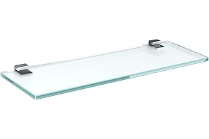 bijon Glasregal Glasablage Wandregal Glas Bad-Regal Glas Badezimmer Regal Badablage Ablageregal - 8mm Hartglas, 70 x 15 cm, Milchglas + Halterung G - Edelstahl Optik