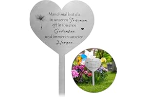 RobLuX Edelstahl Herz grabschmuck wetterfest Grabdekoration mit Manchmal Bist du in Unseren Träumen, Oft in Unseren Gedanken und Immer in Unseren Herzen Denkmäler für Gärten und Höfe
