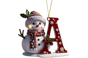 SEGXN Personalized Acrylic Letter Snowman Christmas Ornaments - 26 Alphabet Tree Decorations, Prepare for Family Friends Teacher (1, A)
