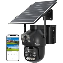 Caméra Surveillance Solaire WiFi Ctronics Double Objectif - Batterie 9800mAh + Panneau 6W - Détection Humaine PIR - Alarme Son/lumière - 9