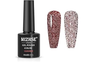 MIZHSE Reflective Gel Polish Sparkling Glitter Nail Polish Shiny Diamond Gel Nail Polish 10ml Single Bottle Nail Polish Gel (Red)