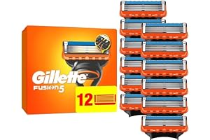 Gillette Fusion5, 12 original ersättningsblad, rakblad för män med större glidremsor för smidig glidning och 5 blad för en ot
