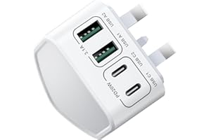 SUIWEL USB C Plug UK, 40W 4-Port USBC Plug Fast Charge Multi Charger Plug Dual PD Power Adapter +QC Wall Charger Head Multiport Type C Charging Plug for iPhone 16 15 14 13 12 11 Pro Max Plus, Samsung, iPad
