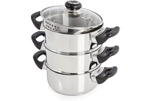 Morphy Richards Cuit-Vapeur 3 étages, 18 cm – en Acier Inoxydable.