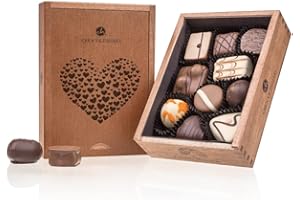 CHOCOLISSIMO Elegancia - Amor - 10 bombones hechos a mano en una caja de madera para tu ser querido | Para mis chocolates Sweetheart | Te amo | Amor | Valentine | Regalo | Idea de regalo