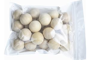 MLJTOYO Lot de 50 grandes perles rondes en bois brut de 25 mm sans trou pour travaux manuels, décoration de ferme, macramé, travail à la main (boule en bois de 25 mm)