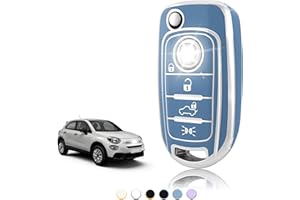 TOOMUME etui na klucze TPU, obudowa kluczyka samochodowego pasuje do Fiata 500X 500L 500 Tipo Egea Toro Cronos Lustro Lounge Punto Jeep Renegade Dodge Neon, obudowa kluczyka - Flip Key
