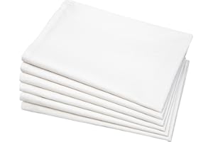 aztex Plain Cotton Tea Towels, 100% Cotton, Pack of 6, 170gsm, White