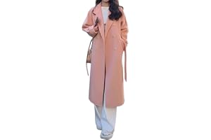 Lång trenchcoat för kvinnor, dubbelknäppt, varm ärtkappa med bä för hösten och vintern
