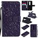 Produktbild Lonchee Moto X Style Leder Wallet Tasche Brieftasche Schutzhülle , Sonnenblumen geprägten Muster Design Hochwertige PU Leder Folio Tasche Case Hülle im Bookstyle mit Standfunktion Kredit Kartenfächer (lila)