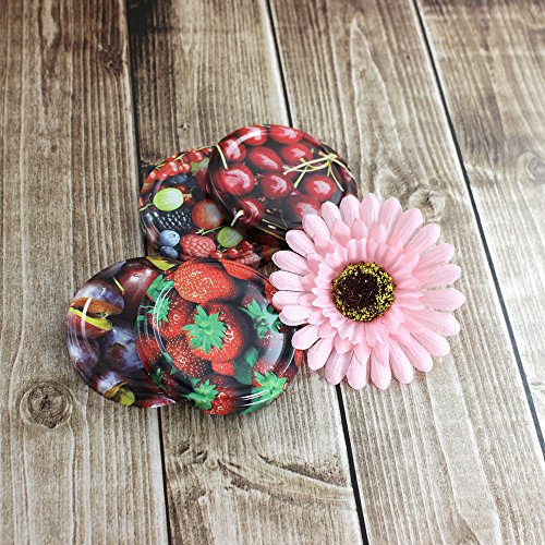 COM-FOUR® 20x Ersatzdeckel „Obst“, Deckel für Sturzgläser, Marmeladengläser, Einmachgläser, TO 66 cm - 2