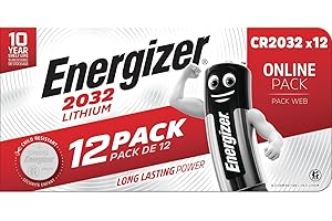 Energizer Pilas CR2032 (Paquete de 12) - Baterías de Botón 3V Litio - Llaves remotas, Dispositivos domésticos, Deportivos y médicos - Embalaje Seguro - 10 años de Almacenamiento [Exclusivo en Amazon]