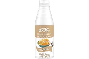 NESTLÉ DOCELLO NESTLE DOCELLO Sauce Sensation Coconut - Sauce Dessert Noix de Coco - Inclusions Noix-de-Coco Râpée - Prête-à-l'emploi - Aide à la Pâtisserie, Topping, Nappage, Coulis - Bouteille Squeeze - 750g