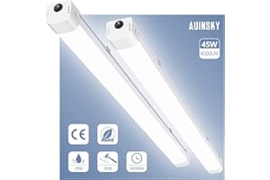 AUINSKY Tube Néon LED, 18W(72cm) 36W(128cm) 45W(156cm) Plafonnier LED 4000K Lampe Étanche IP66 Anti-Poussière Anti-Corrosion et Anti-Choc [Classe énergétique A++] (45W, 2PCS)