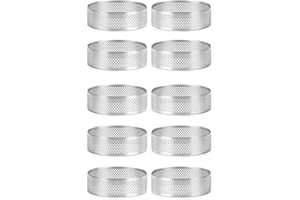 Happysnow 10 anillos redondos para tartas con agujero, de acero inoxidable, para frutas, quiches, tartas, mousse, 7 cm