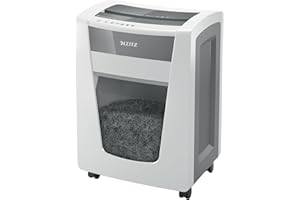 ‎LEITZ Leitz IQ Aktenvernichter Office Pro, Partikelschnitt Sicherheitsstufe P4, 22-20 Blatt (70-80 g/m²), TÜV+GS zertifiziert, 4 Stunden Dauerbetrieb, 30L Behälter, Sehr leiser Schredder für Büro, 80050000