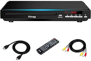 Lecteur DVD, lecteurs DVD pour région TV, lecteurs de disques DVD CD avec sortie HDMI AV Entrée USB, télécommande câble AV, pour étude à domicile (argent/noir)