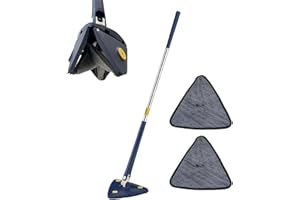 DETONTSAI Loupsiy Fregona Mopa Giratoria 360grados Triangular,Limpieza Suelos,Escoba,Fregona Giratoria,Fregona Triangular Giratoria,Ajustable,Extensible,con Escurridor Automático,Almohadillas Reutilizables