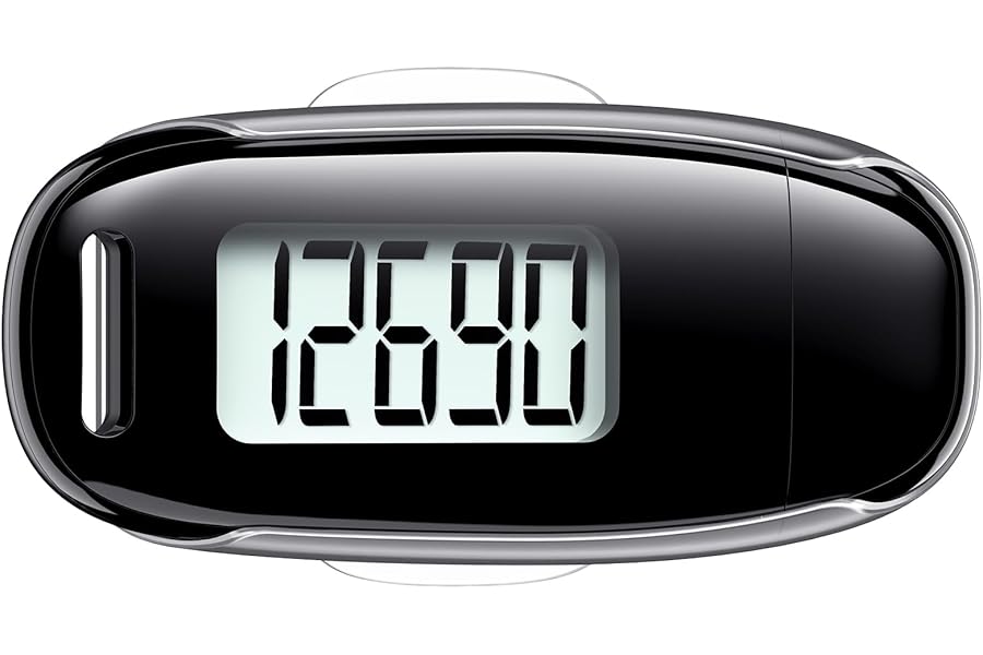 3D Pedometer for Walking, Simple Walking Step Counter with Removable Clip and Strap, USB Rechargeable Step Tracker with Backlight, Accurate Step Counter for Men Women Seniors