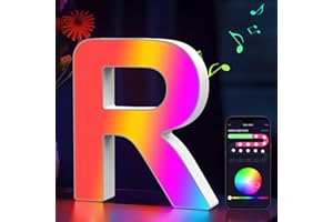 Cpeelsdo Light Up Letters RGB Color Changing, LED Letters Lights USB Powered, APP Control, Alphabet Sign Gaming Lights for Girls Women Party Birthday Christmas Valentine Wall Table Decor - R