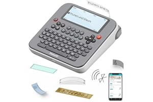Makeid E1 Etichettatrice Portatile - Stampante Termica Compatibile Bluetooth - Tastiera QWERTY, Schermo LCD da 4,42" - Stampa Etichette Adesive Impermeabili da 16 mm - Include Cavo USB