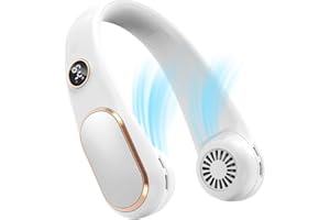 Koonie Tragbarer Hals-Ventilator, Hands Free Neck Fan, Batteriebetriebener Persönlicher USB-Betriebener Ventilator, 5 Geschwindigkeiten Nackenventilator, Handventilator mit Digitalanzeige