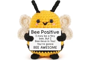 VILAGI Emotional Support Bee,Funny Positive Bee Gifts Knitted Crochet Doll with Positive Card for Women Men Kids,Cute Emotional Support Gift Birthday Good Luck Gifts for Her Him Friend Colleague Teacher