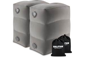 MALITON Nadmuchiwany podnóżek podróżny | łóżko samolotowe dla dzieci | poduszka pod nogi o regulowanej wysokości, zrób płaskie łóżko dla dzieci i małych dzieci, idealne do samolotu, pociągu, samochodu (szare,