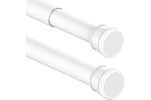 1Stück Vorhangstange Ohne Bohren Spannstange Teleskopstange Vorhang für Badezimmer, Fenster, Kleiderschrank 73-145CM Weiß(Durchmesser 25mm)