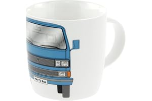 BRISA VW Collection – Volkswagen duży ceramiczny kubek do kawy i herbaty cappuccino, owies w stylu T3 Bulli Bus (przód/niebieski/klasyczny)