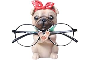 Bootoow Soporte de gafas con forma de perro Creativo Porta Gafas para Hombres Mujeres Soporte de gafas de resina Oficina Casa Decoración Ornamento para automóvil(Pug)