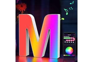 Cpeelsdo LED Buchstaben Lichter Alphabet RGB Farblich, Led Leuchtbuchstabe mit USB-Netzteil, APP-Kontrolle, Dimmbar, Dekoration für Geburtstag Weihnachten Hochzeit Party Valentinstag - Buchstaben M