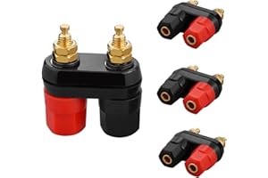 EIGHTNOO 4 Pezzi Connettori a Banana Femmina, Spine a Banana Doppia da 4 mm Placcato Oro, Jack a Banana a 2 Vie, Altoparlante Speaker Binding Post Terminal Connettori per Diffusori e Pannello