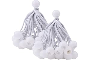 DEDC 50 Pcs Tendeur à Boule Élastique, Tendeur de Bâche pour Pavillon, Camping, Tente Cordons, Rideaux Harnais d’Extension, 10cm (Blanc)