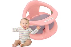 Edibaby, Seggiolino Doccia Bimbo, Seggiolino Bagnetto, da Bagno, per Bambini, 4 Ventose, Antiscivolo con Braccioli e Schienale alto per Bambini da 6 a 24 Mesi, Sopporta fino a 30 kg (Rosa)