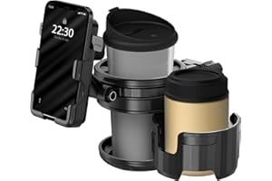 GLOSKIN Set Portabevande 3 in 1 per Passeggini, con Supporto per Cellulare Girevole a 360 Gradi e Portabevande 2 in 1, Supporto Sicuro e Stabile per Lattine per Passeggini, Biciclette, Motociclette